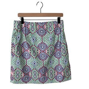 Talbots Petites Green & Blue Kaleidoscope Multi-Color Midi Skirt, New with Tags